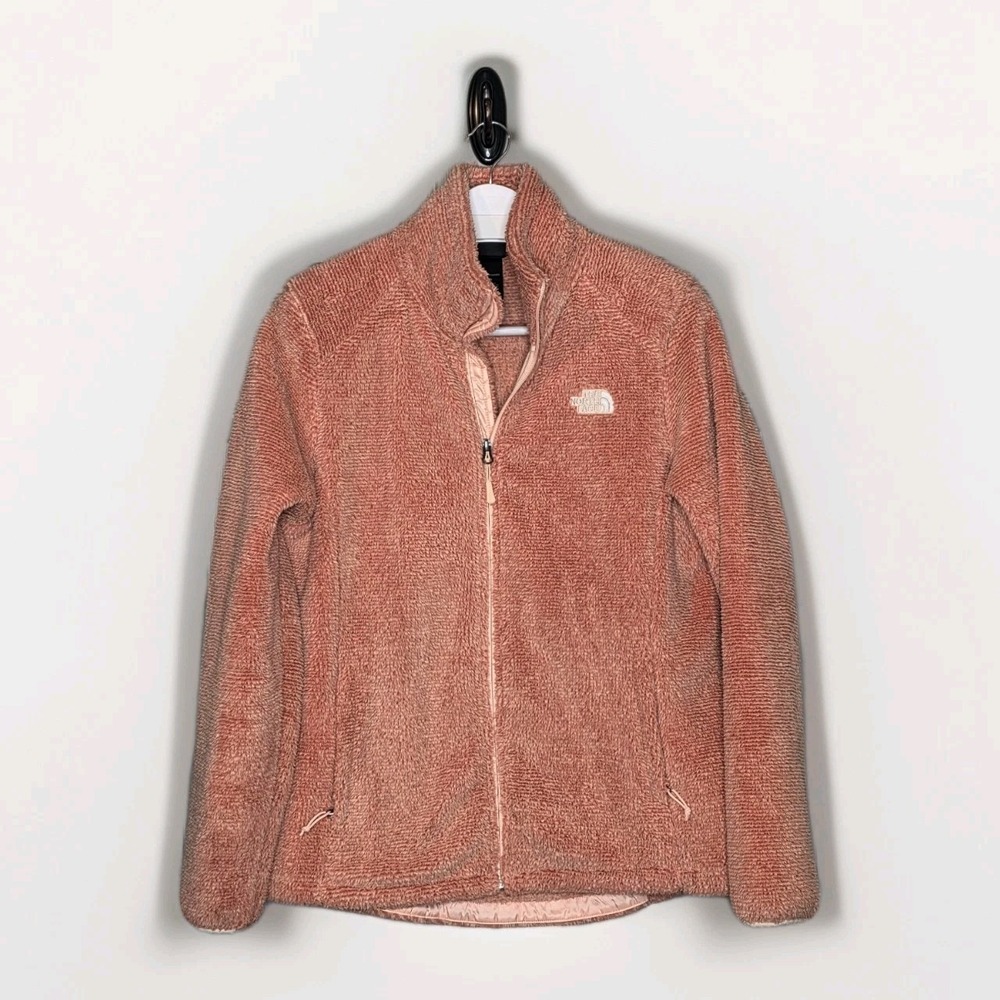 The North Face Jacket Womens Lg Fuzzy Fleece Logo Osito Coat Peachy Pink Orangey